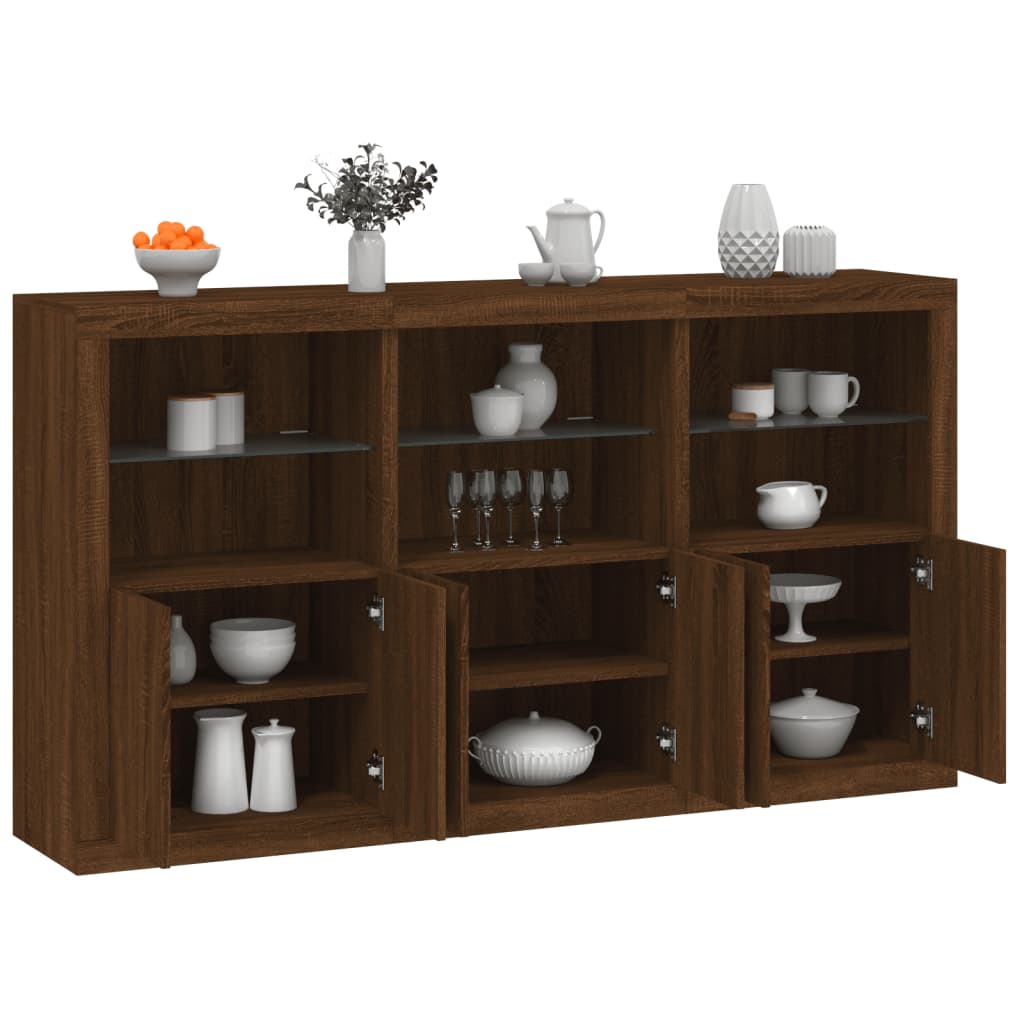 Credenza con Luci LED Rovere Marrone 181,5x37x100 cm - homemem39