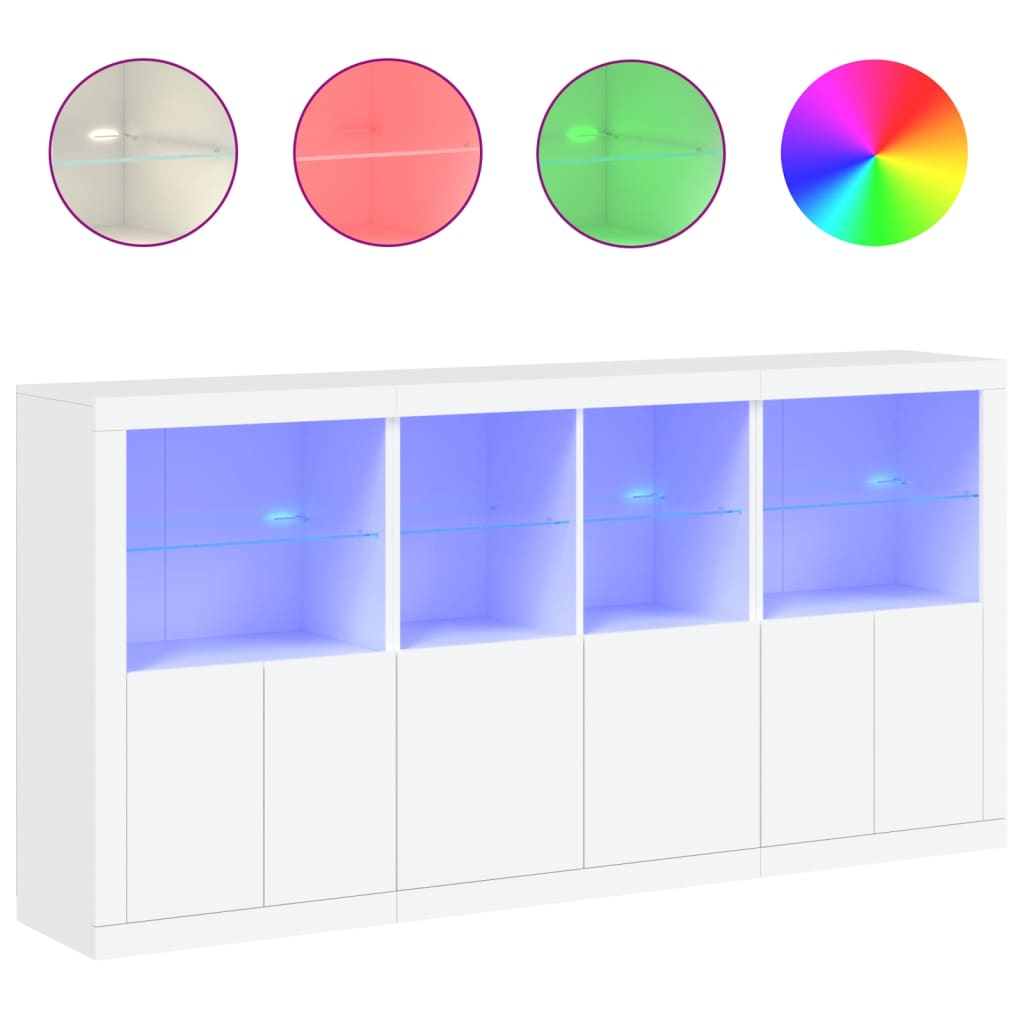 Credenza con Luci LED Bianca 202x37x100 cm - homemem39