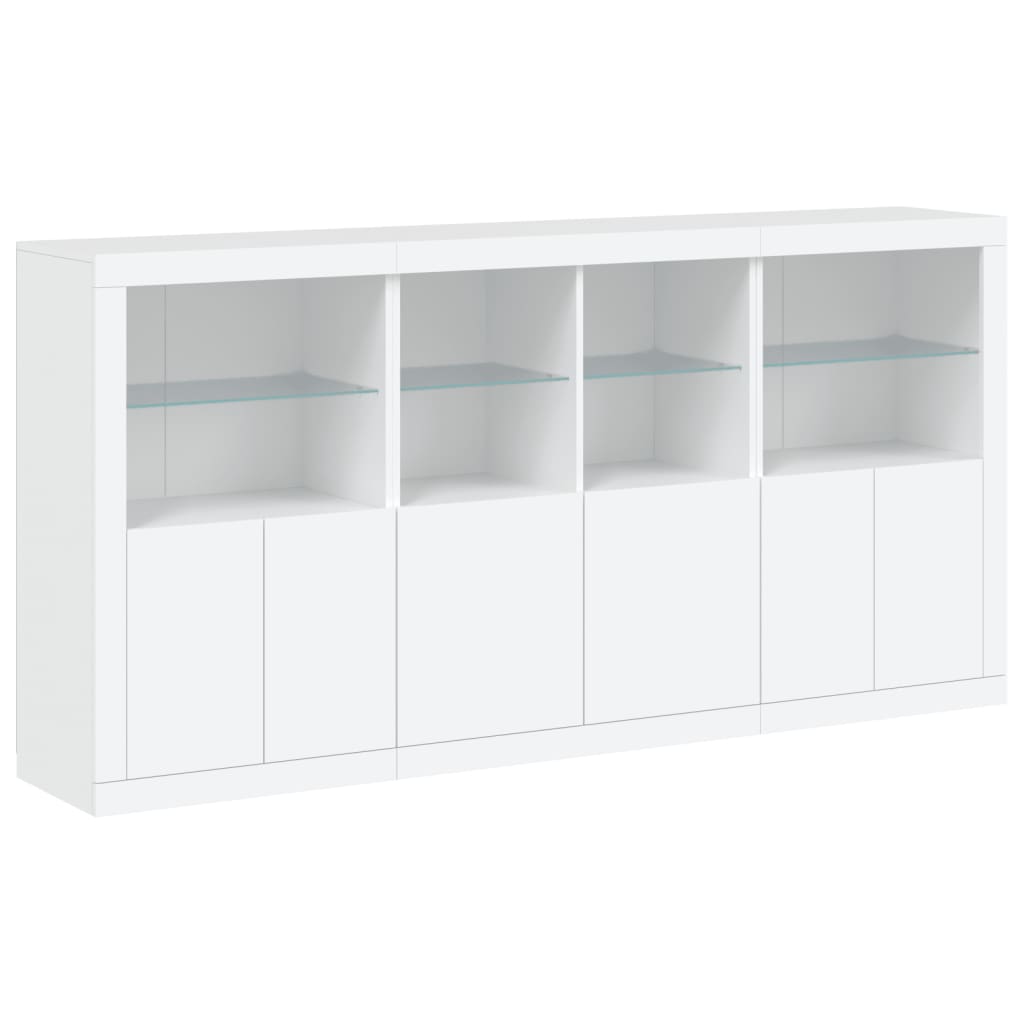 Credenza con Luci LED Bianca 202x37x100 cm - homemem39