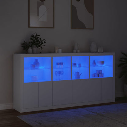 Credenza con Luci LED Bianca 202x37x100 cm - homemem39