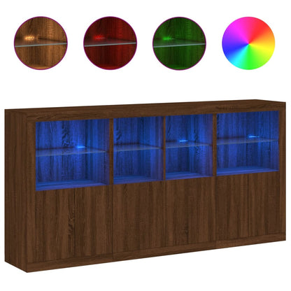 Credenza con Luci LED Rovere Marrone 202x37x100 cm - homemem39