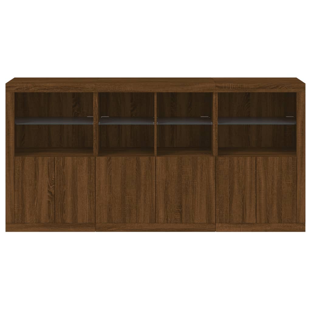 Credenza con Luci LED Rovere Marrone 202x37x100 cm - homemem39