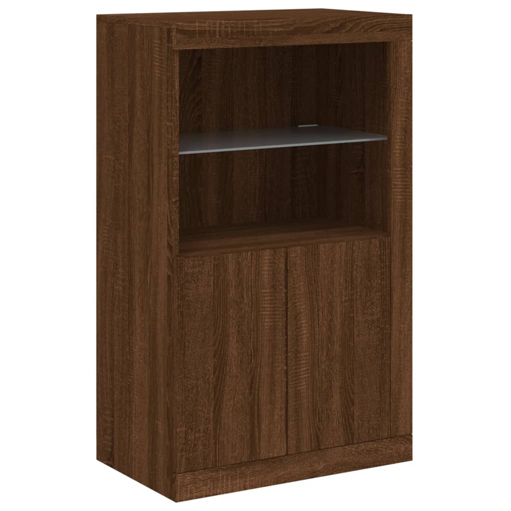 Credenza con Luci LED Rovere Marrone 202x37x100 cm - homemem39