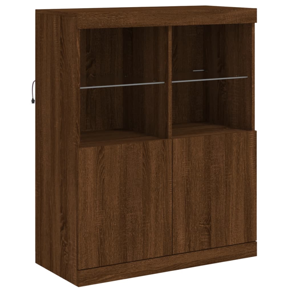 Credenza con Luci LED Rovere Marrone 202x37x100 cm - homemem39