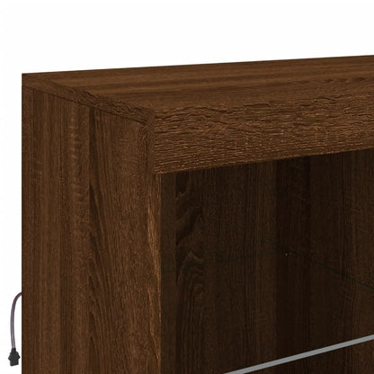 Credenza con Luci LED Rovere Marrone 202x37x100 cm - homemem39