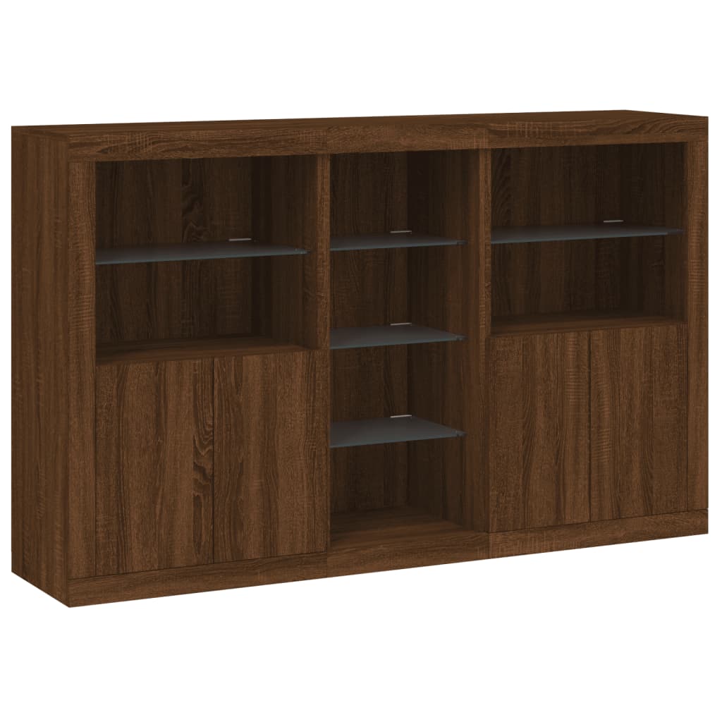 Credenza con Luci LED Rovere Marrone 162x37x100 cm - homemem39