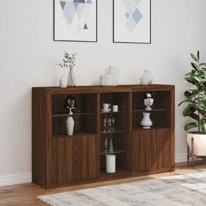 Credenza con Luci LED Rovere Marrone 162x37x100 cm - homemem39