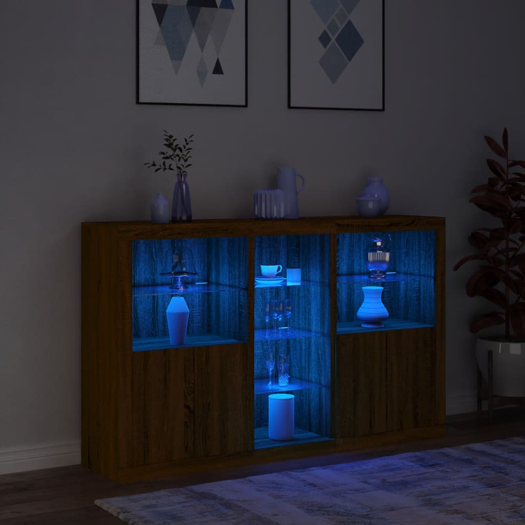 Credenza con Luci LED Rovere Marrone 162x37x100 cm - homemem39