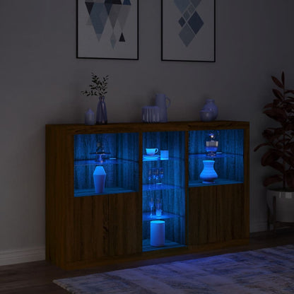 Credenza con Luci LED Rovere Marrone 162x37x100 cm - homemem39