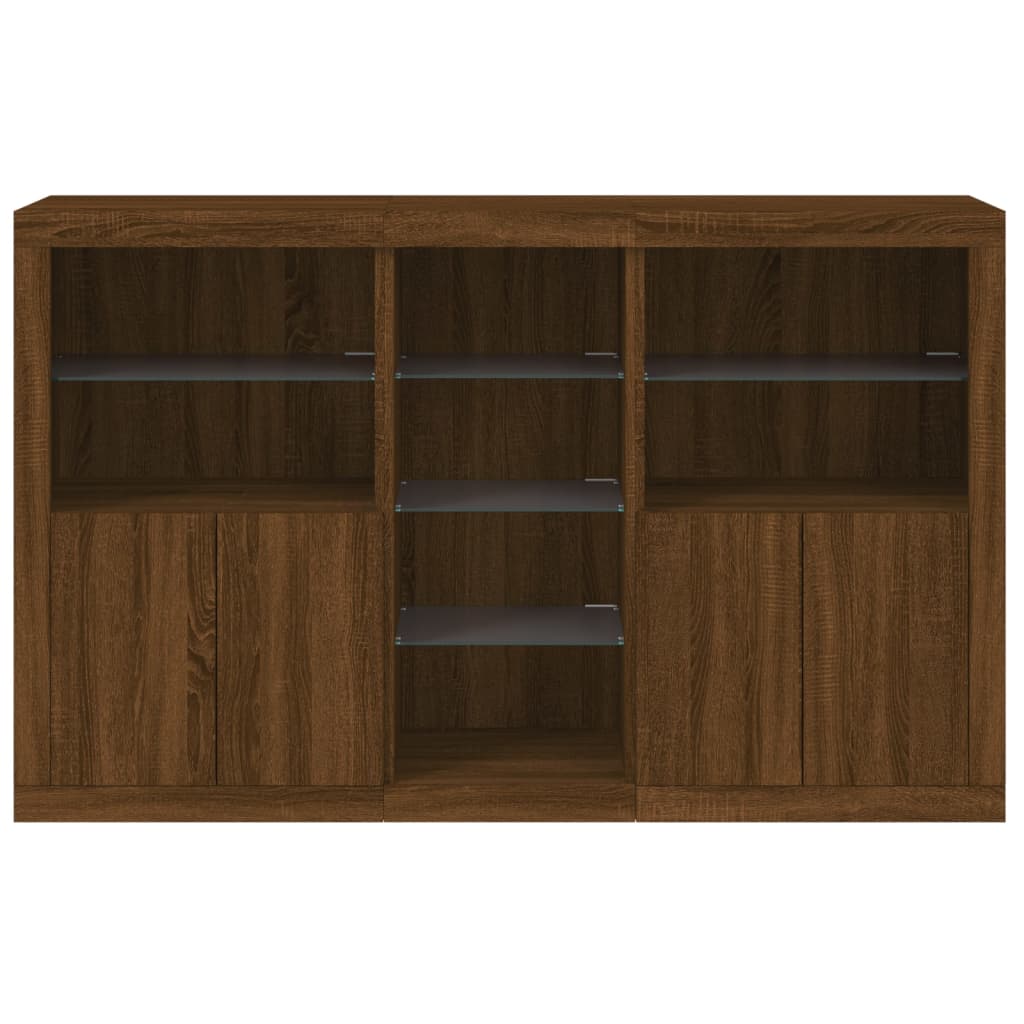 Credenza con Luci LED Rovere Marrone 162x37x100 cm - homemem39