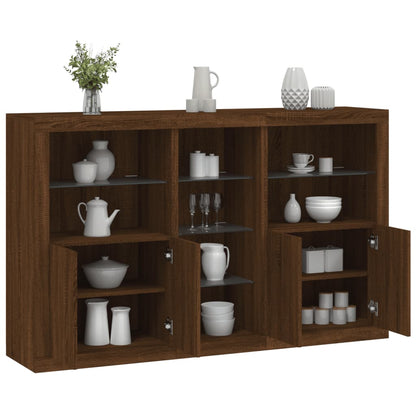 Credenza con Luci LED Rovere Marrone 162x37x100 cm - homemem39