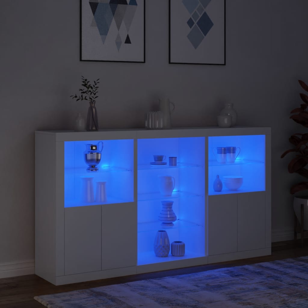 Credenza con Luci LED Bianca 181,5x37x100 cm - homemem39