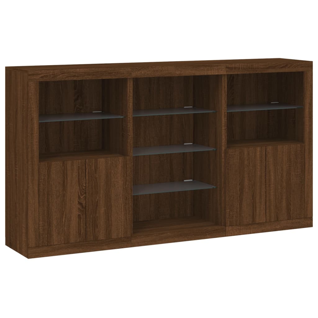 Credenza con Luci LED Rovere Marrone 181,5x37x100 cm - homemem39