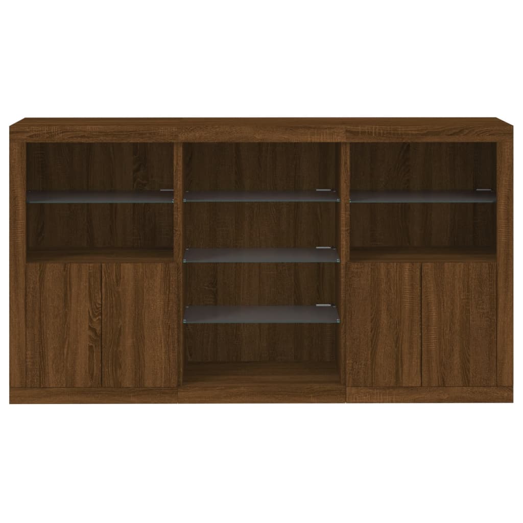 Credenza con Luci LED Rovere Marrone 181,5x37x100 cm - homemem39