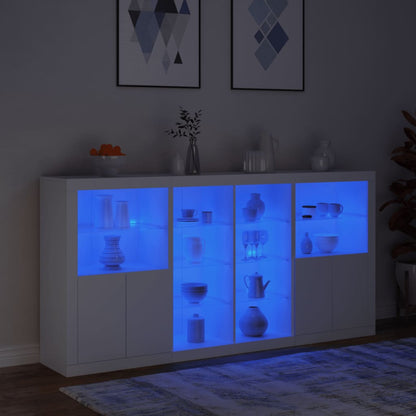 Credenza con Luci LED Bianca 202x37x100 cm - homemem39