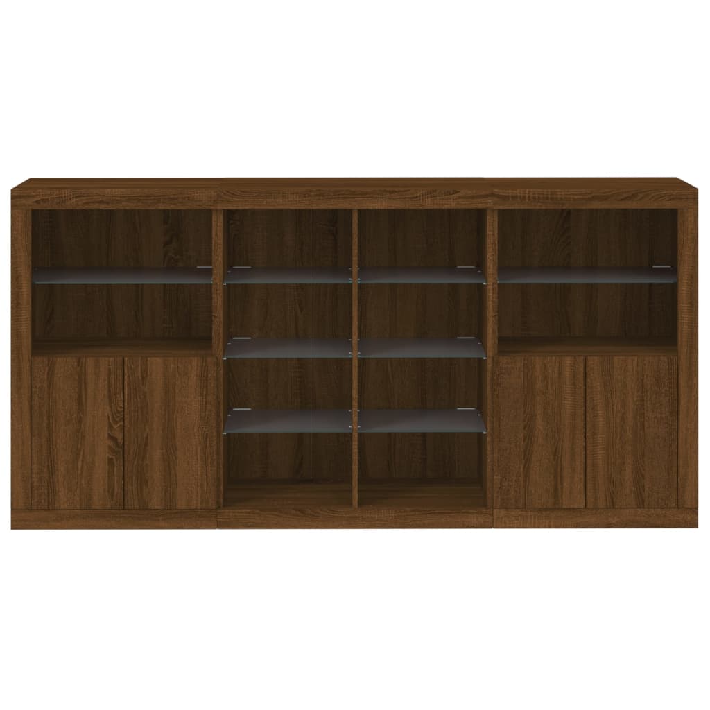 Credenza con Luci LED Rovere Marrone 202x37x100 cm - homemem39