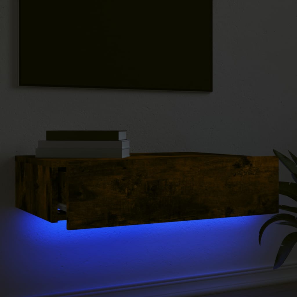 Mobile Porta TV con Luci LED Rovere Fumo 60x35x15,5 cm - homemem39