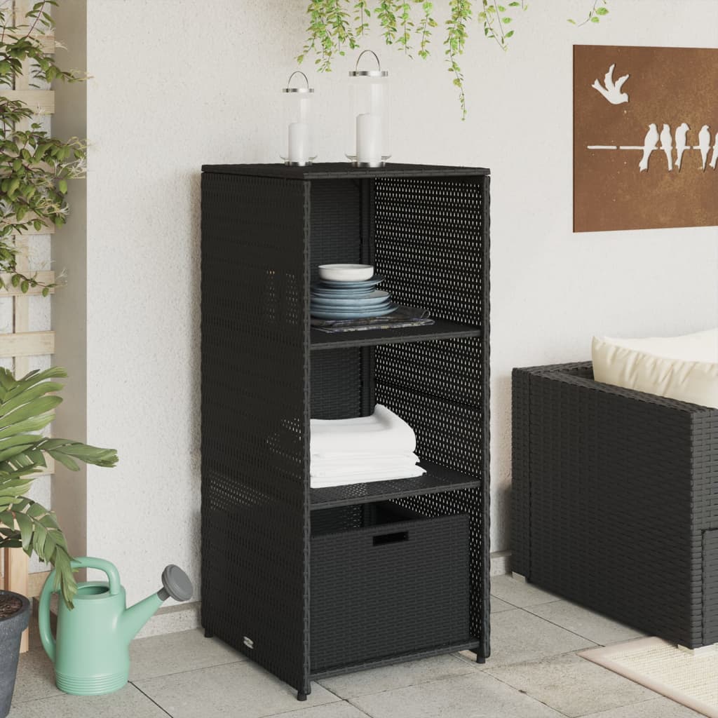 Armadietto Portaoggetti da Giardino Nero 50x55x115cm Polyrattan - homemem39