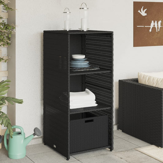 Armadietto Portaoggetti da Giardino Nero 50x55x115cm Polyrattan - homemem39