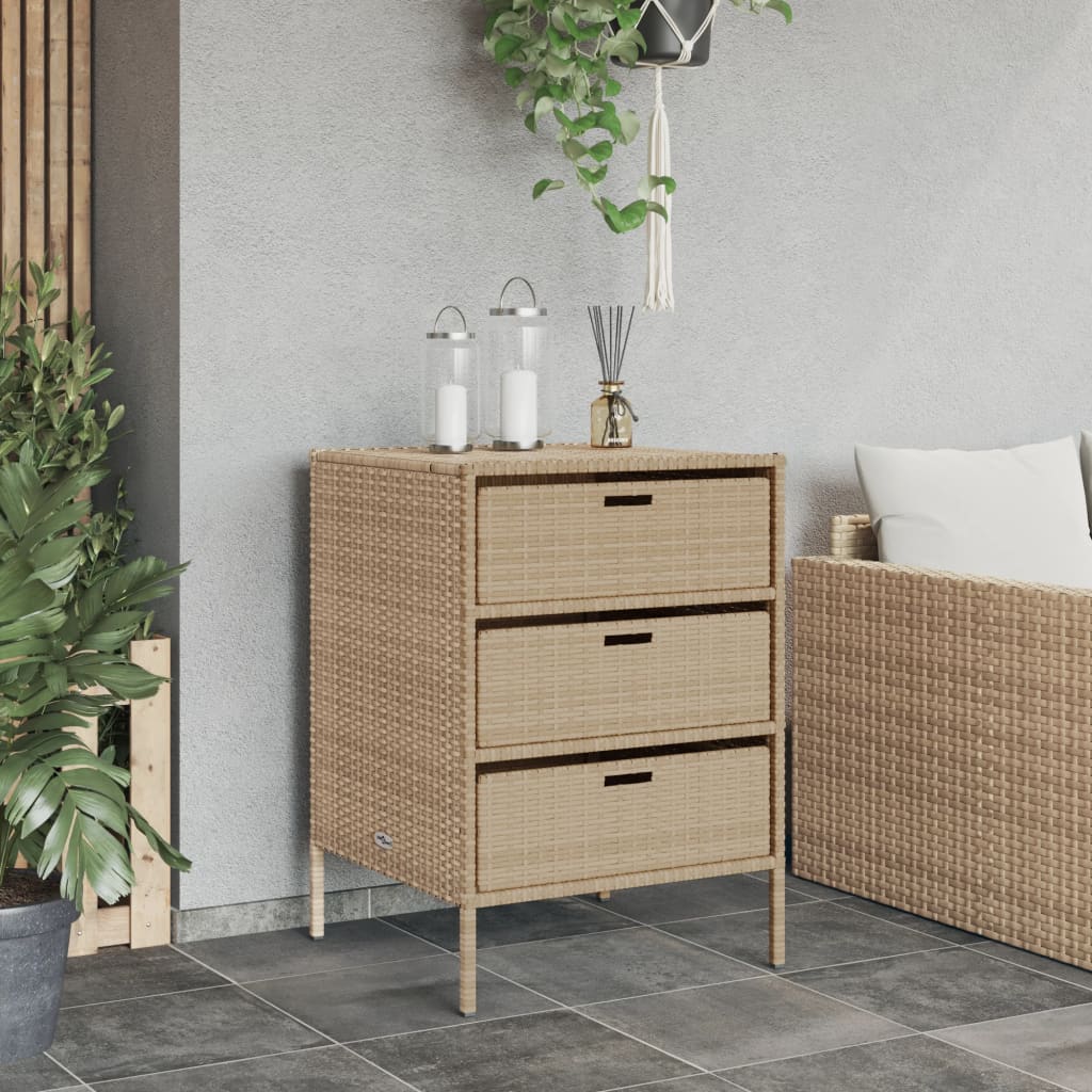 Armadietto Portaoggetti da Giardino Beige 55x59x80cm Polyrattan - homemem39