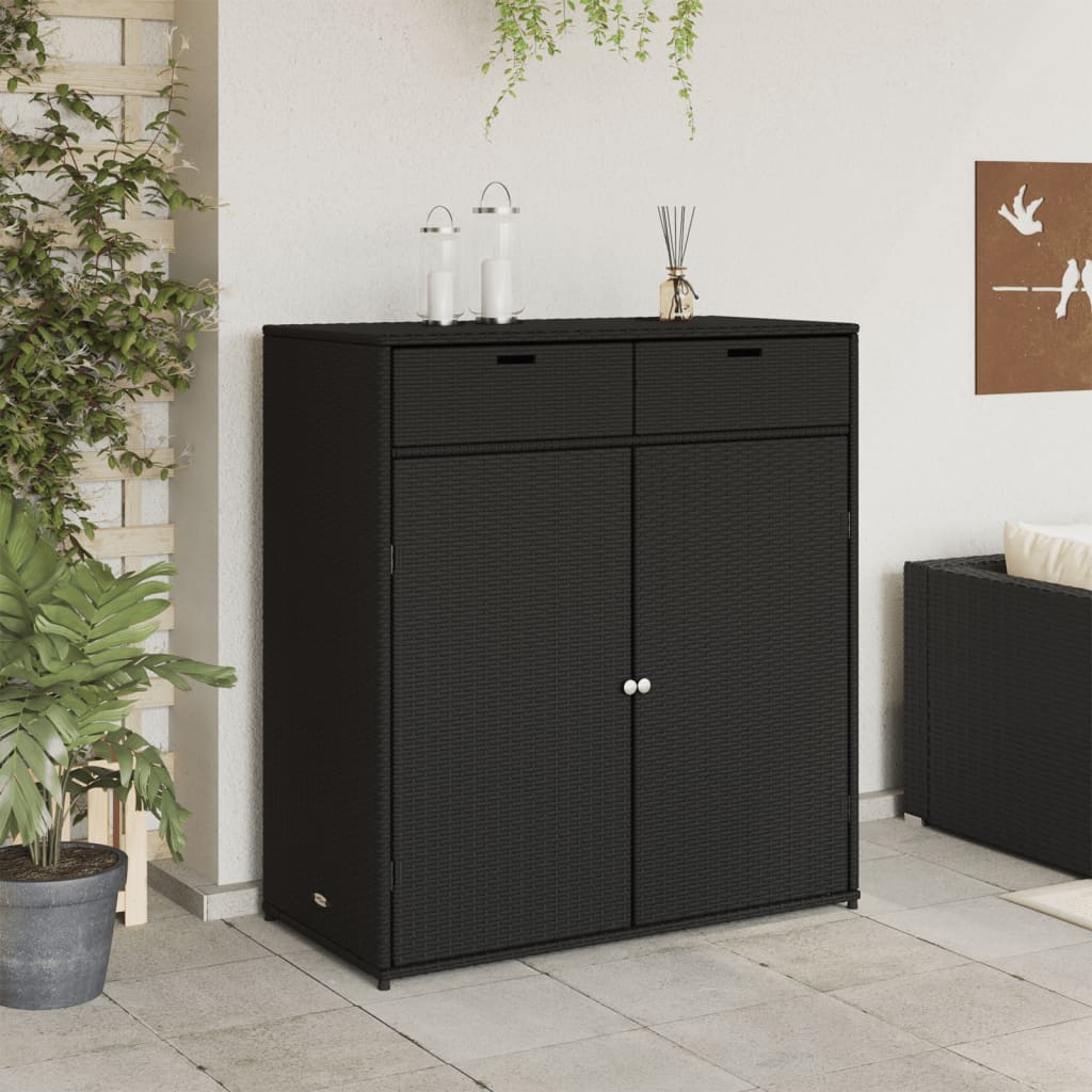 Armadietto Portaoggetti Giardino Nero 105x55x113cm Polyrattan - homemem39