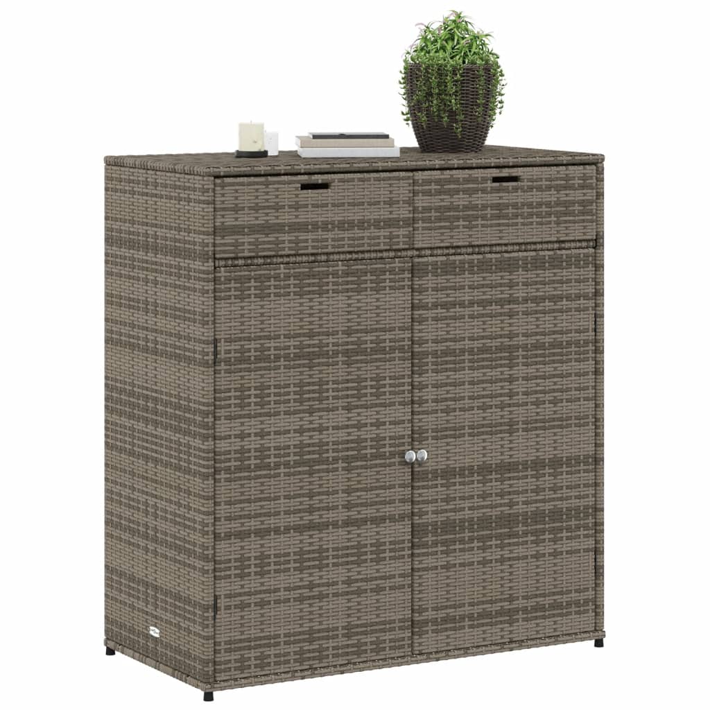 Armadietto Portaoggetti Giardino Grigio 105x55x113cm Polyrattan - homemem39