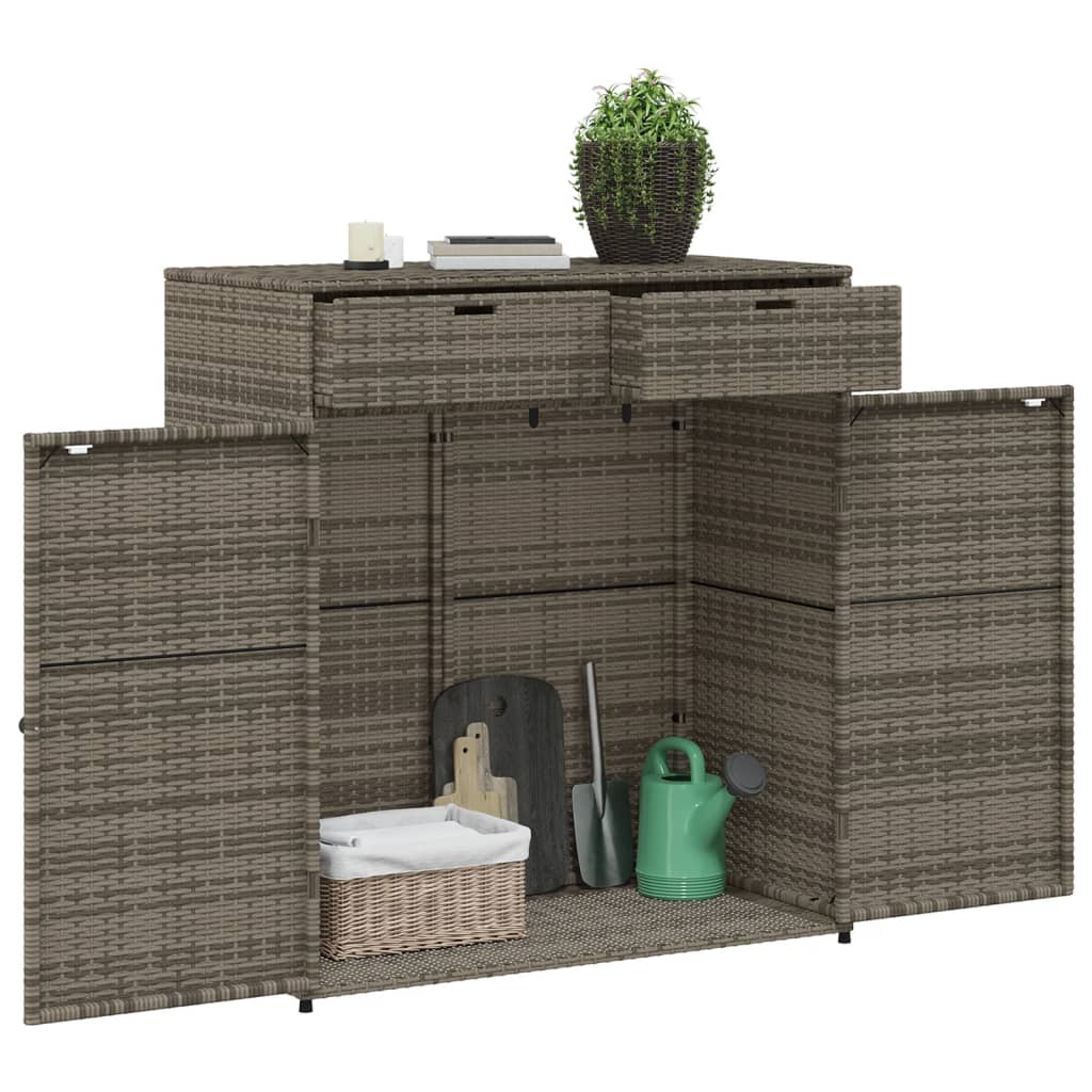 Armadietto Portaoggetti Giardino Grigio 105x55x113cm Polyrattan - homemem39