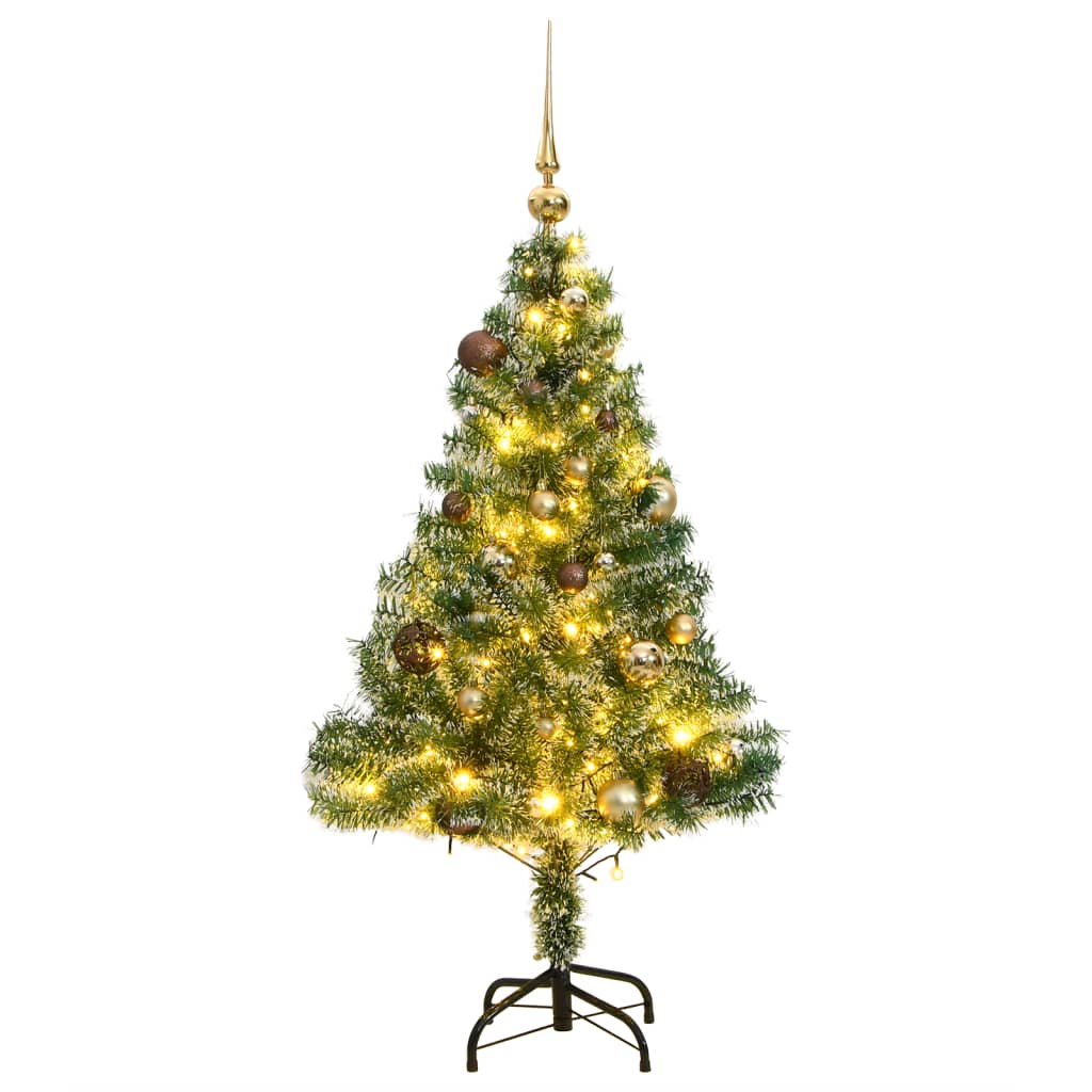 Albero Natale Artificiale 150 LED Palline e Neve Fioccata 120cm - homemem39