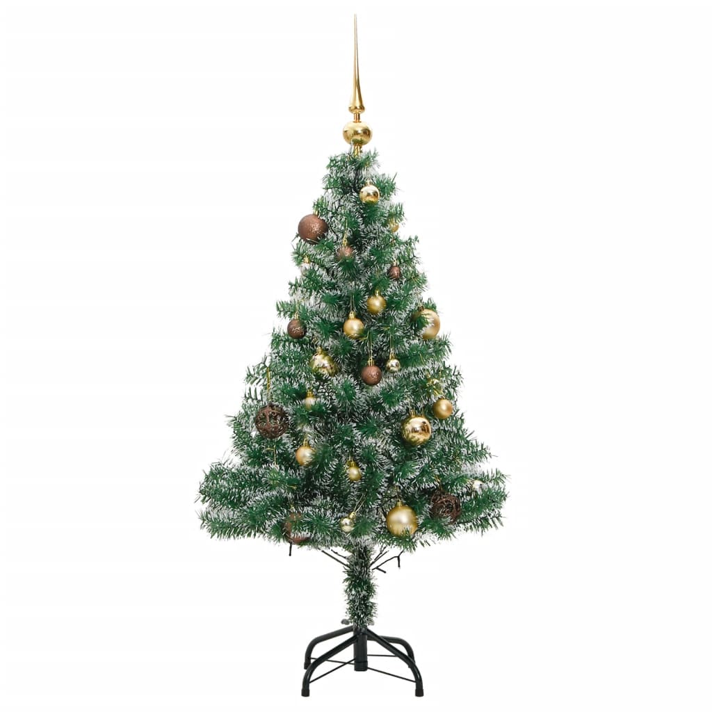 Albero Natale Artificiale 150 LED Palline e Neve Fioccata 120cm - homemem39