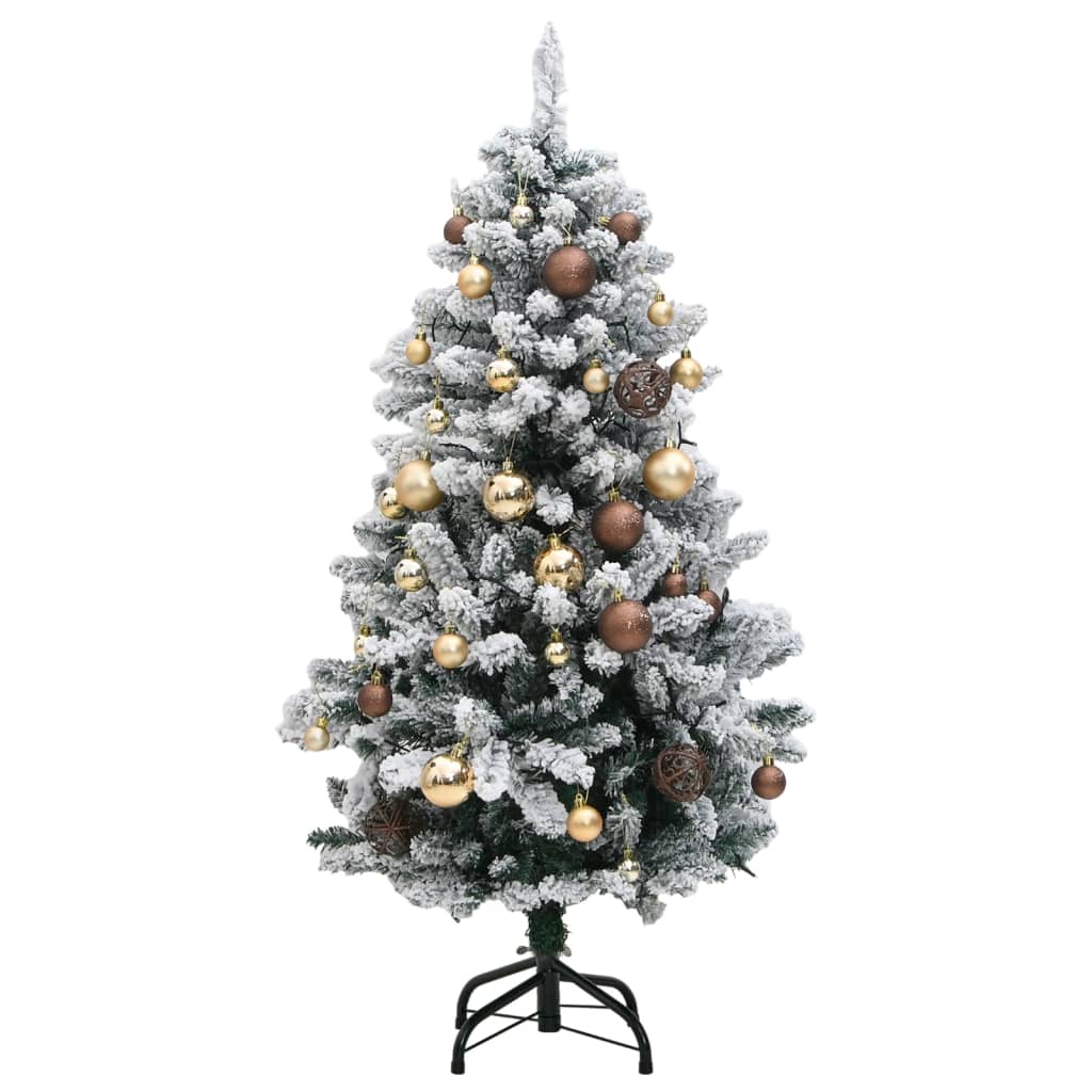 Albero Natale Incernierato con 150 LED e Palline 120 cm - homemem39