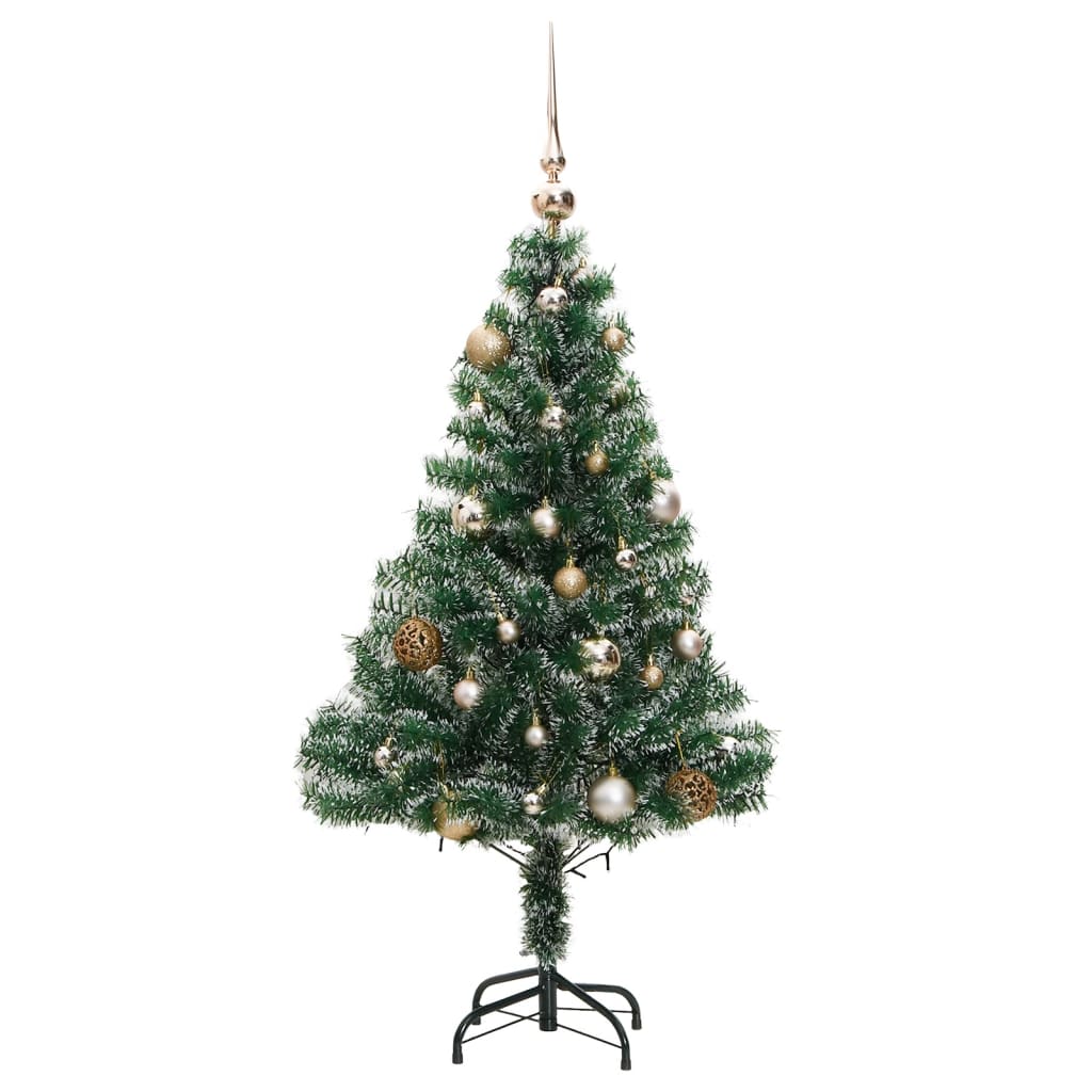 Albero Natale Artificiale 150 LED Palline e Neve Fioccata 120cm - homemem39