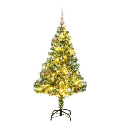 Albero Natale Artificiale 150 LED Palline e Neve Fioccata 150cm - homemem39