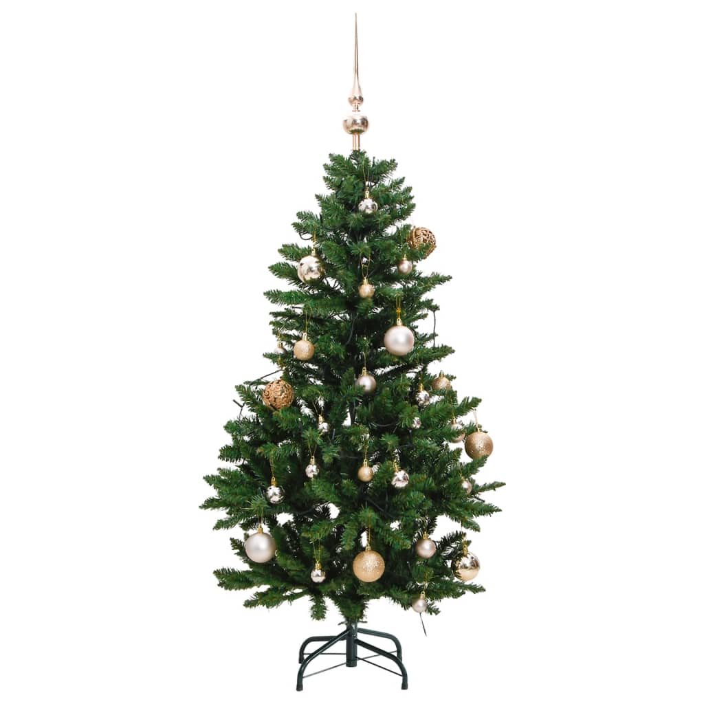 Albero Natale Incernierato con 150 LED e Palline 120 cm - homemem39