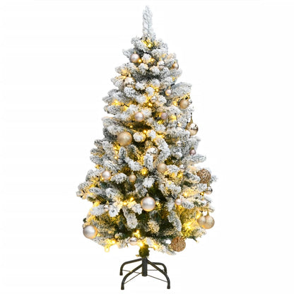 Albero Natale Incernierato con 150 LED e Palline 120 cm - homemem39