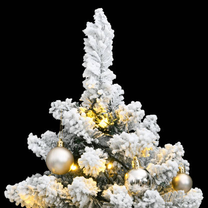 Albero Natale Incernierato con 150 LED e Palline 120 cm - homemem39