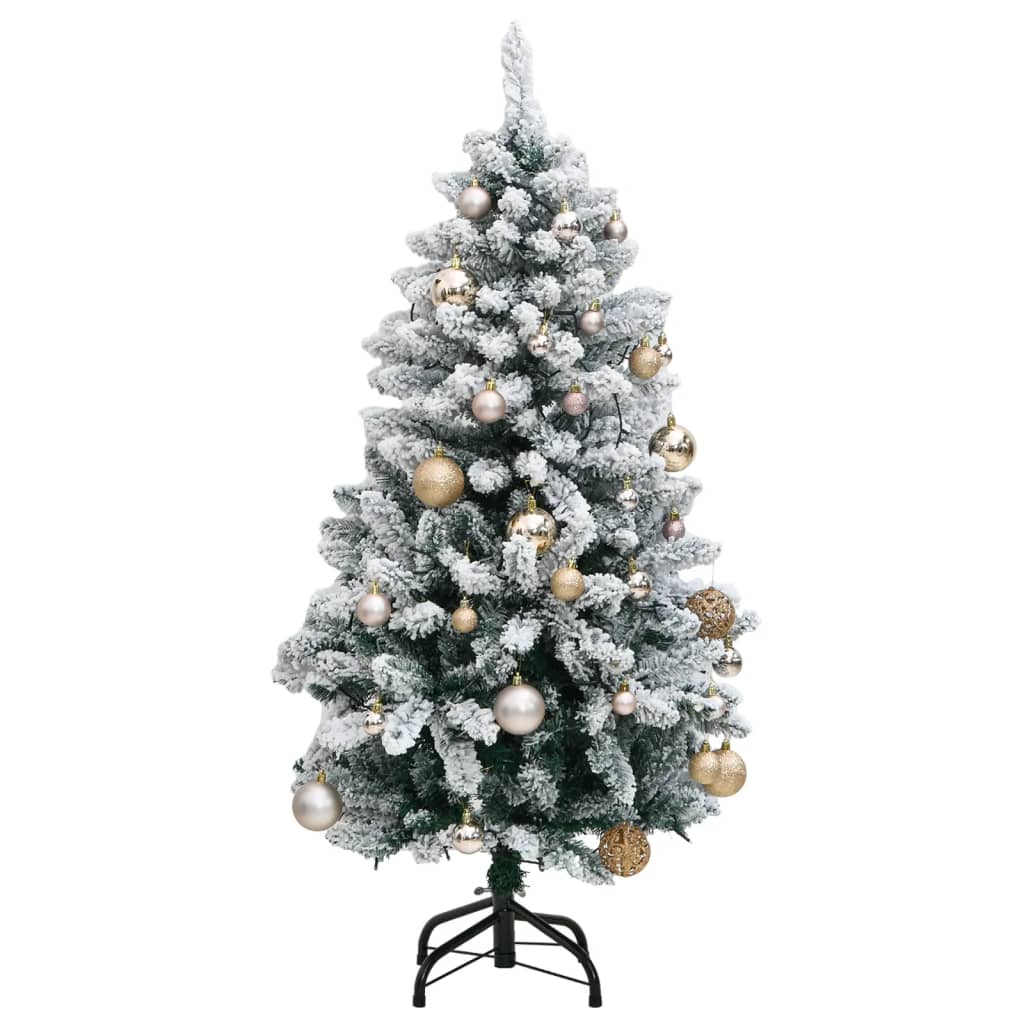 Albero Natale Incernierato con 150 LED e Palline 120 cm - homemem39