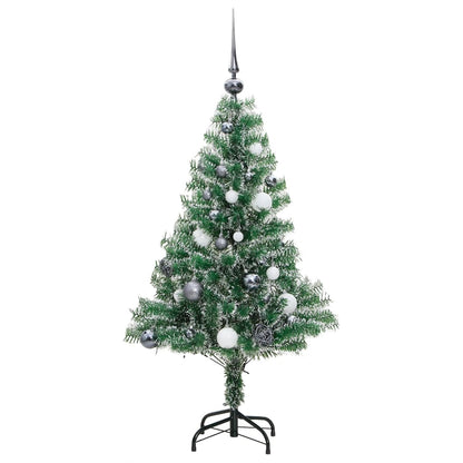 Albero Natale Artificiale 150 LED Palline e Neve Fioccata 120cm - homemem39