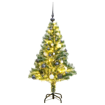 Albero Natale Artificiale 150 LED Palline e Neve Fioccata 150cm - homemem39