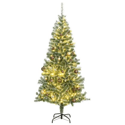 Albero di Natale Artificiale con 300 LED Palline e Neve 210 cm - homemem39