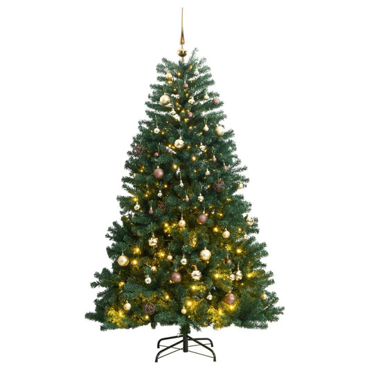 Albero Natale Incernierato con 300 LED e Palline 240 cm - homemem39