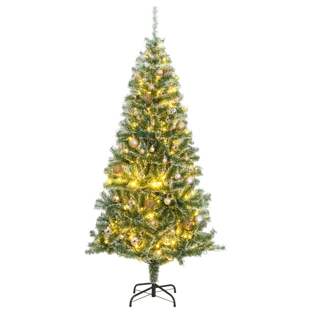 Albero di Natale Artificiale con 300 LED Palline e Neve 180 cm - homemem39