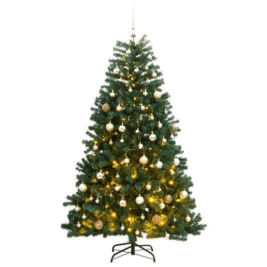 Albero Natale Incernierato con 300 LED e Palline 240 cm - homemem39