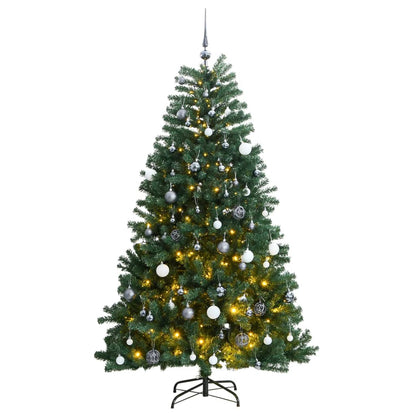 Albero Natale Incernierato con 300 LED e Palline 240 cm - homemem39