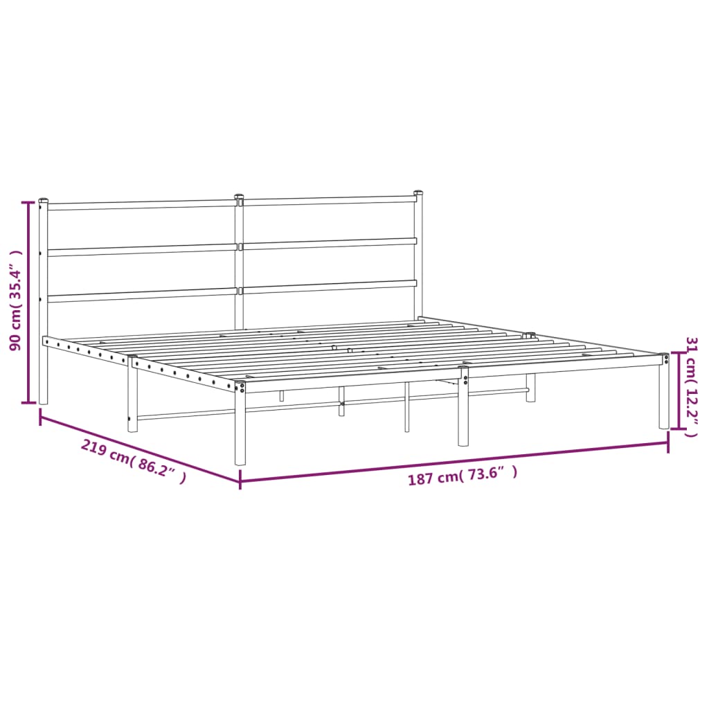 Giroletto con Testiera in Metallo Nero 183x213 cm - homemem39