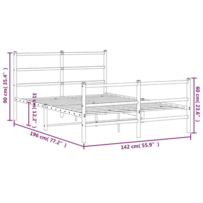 Giroletto con Testiera e Pediera Metallo Nero 135x190 cm - homemem39