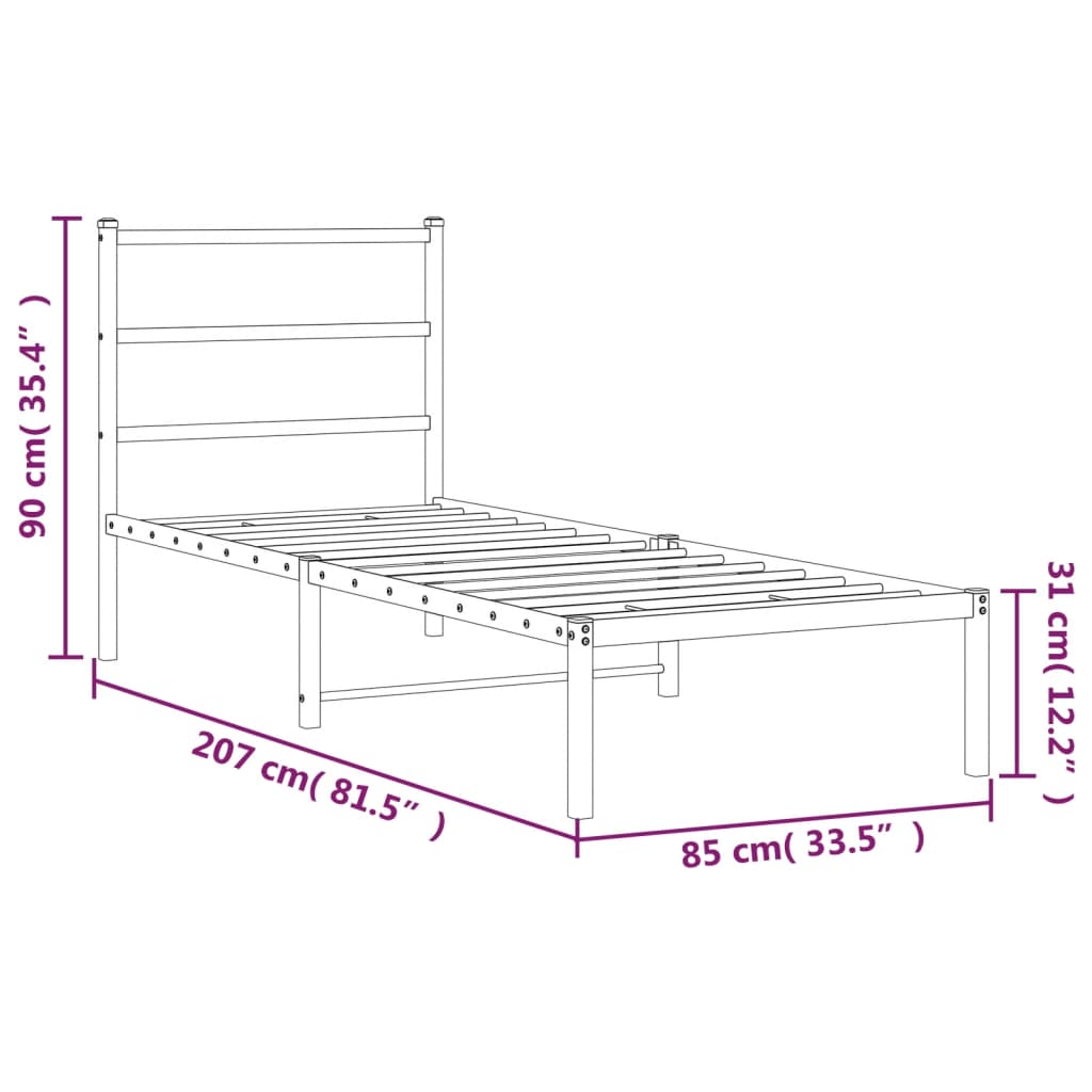 Giroletto con Testiera Metallo Bianco 80x200 cm - homemem39