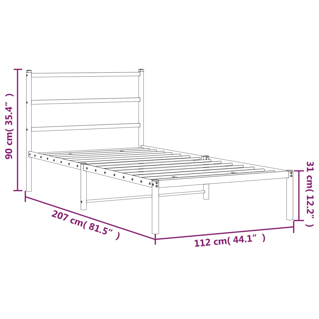 Giroletto con Testiera Metallo Bianco 107x203 cm - homemem39