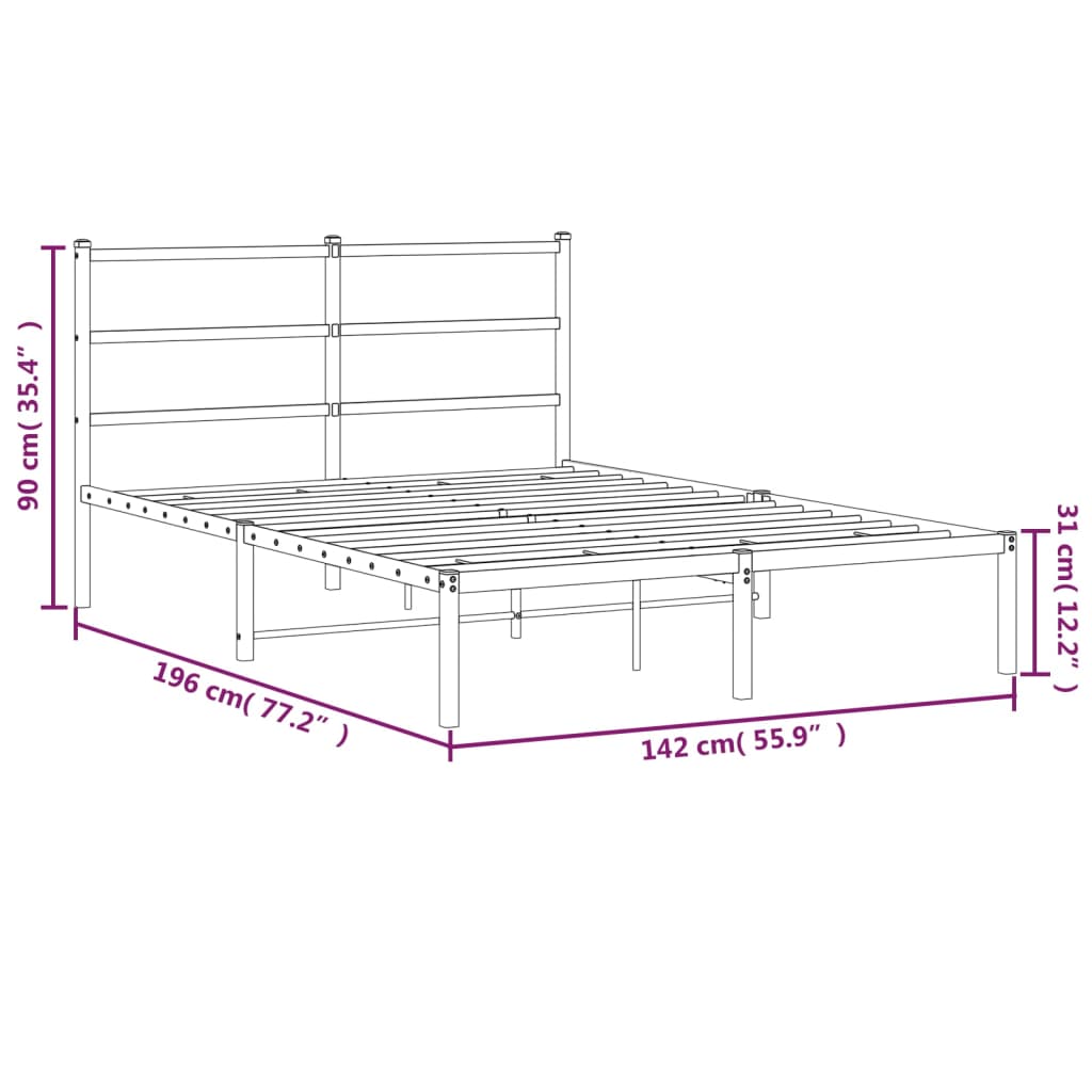 Giroletto con Testiera Metallo Bianco 135x190 cm - homemem39