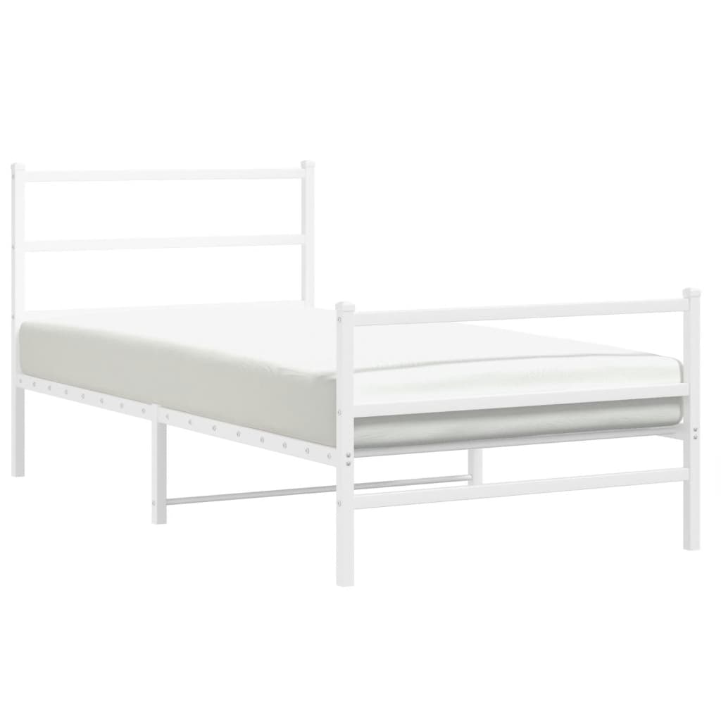 Giroletto con Testiera e Pediera Metallo Bianco 107x203 cm - homemem39