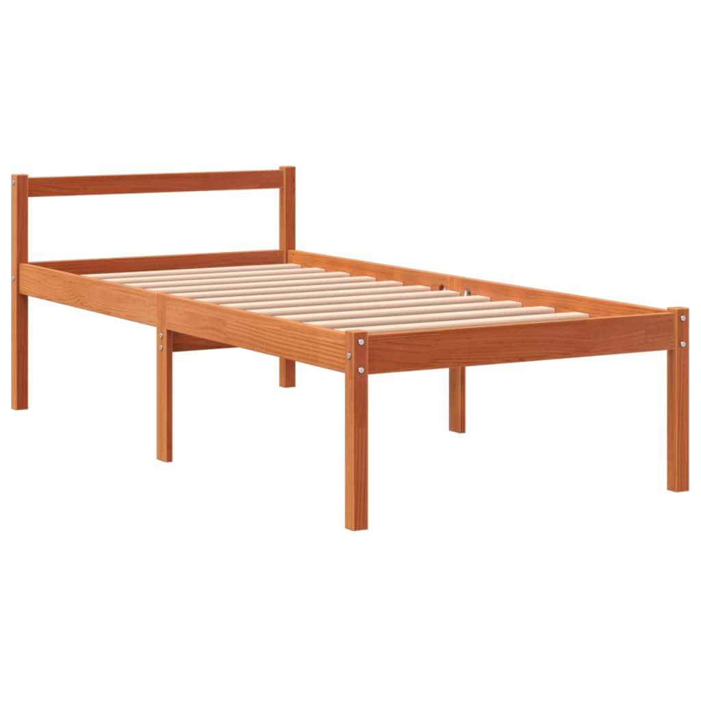 Letto per Anziani Marrone Cera 75x190 cm Legno Massello di Pino - homemem39